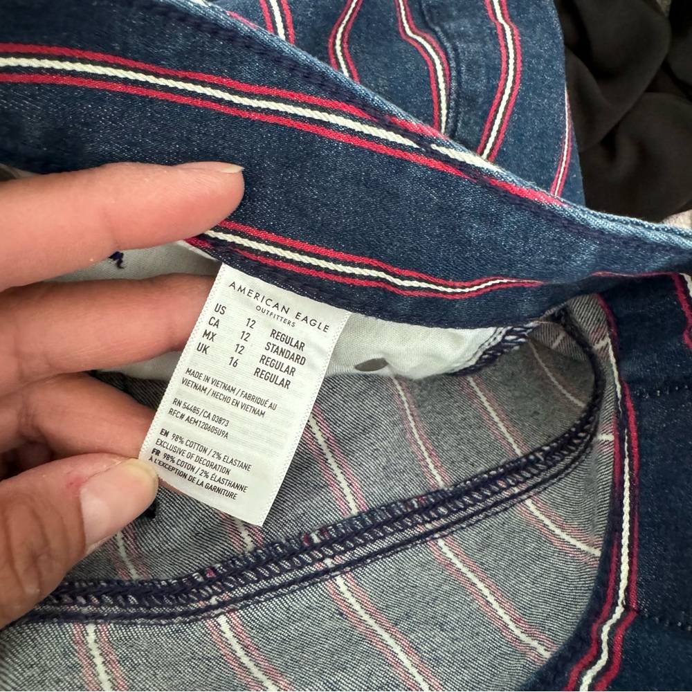 American Eagle Stripe Denim Mini Skirt - Picture 7 of 7